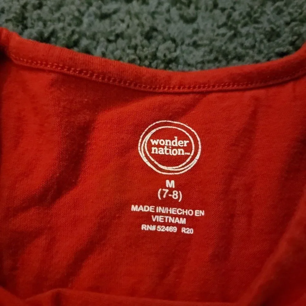 Wonder Nation Girls Red Round Neck Short Sleeve Pullover Midi Dress Size M 7/8